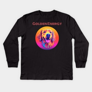 Retro Golden Energy-Golden Retriever Kids Long Sleeve T-Shirt